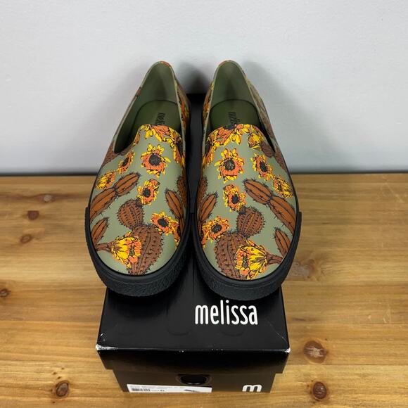 New Melissa Ground III AD Slip-On Sneaker in Brown/Green PVC Women's Size 6 - Picture 2 of 10